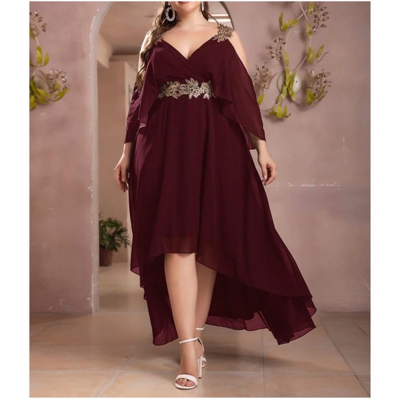 Luxe Plus Sequin Cold Shoulder Formal Evening Prom wedding Dress - Picture 10 of 11